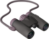Textured Bushnell A1 10x25 binoculars in Plum Purple with an attached strap on a transparent background