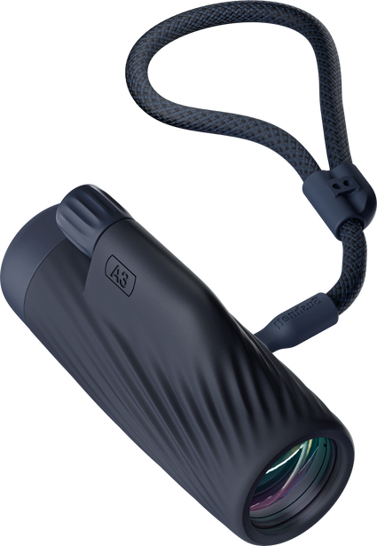 Bushnell A3 monocular in Sky Captain Blue color on a transparent background.