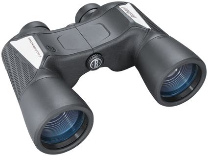 Front view of Bushnell Spectator Sport black binoculars on a transparent background