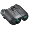 Front right view of black binoculars with tasco in red on the left lens body and 8-24x25 in white on the right