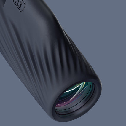 Black Bushnell A3 monocular on a gray background