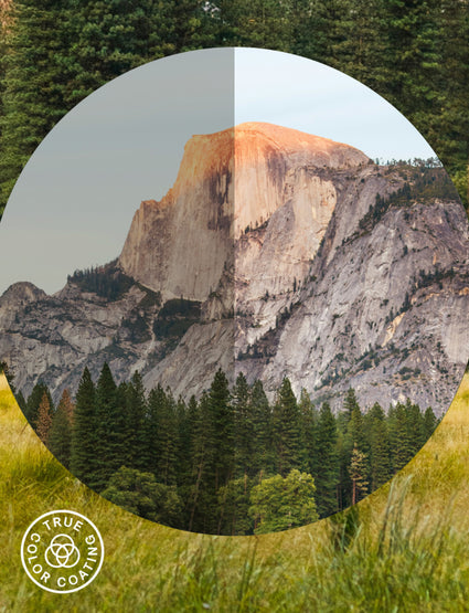 Mountain peak with trees and grass, featuring a 'True Color Coating' logo.