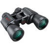 Front right view of black Essential binoculars with a red tasco logo on top of the left lens 