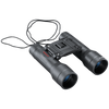 Front right view of Essential roof prism black binoculars with a red tasco logo on the left lens and the magnification 16x32 printed in white on the right lens