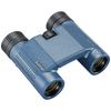 Blue Bushnell roof prism binoculars on a transparent background