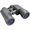 Front right view of black Bushnell PowerView 2 binoculars on a transparent background